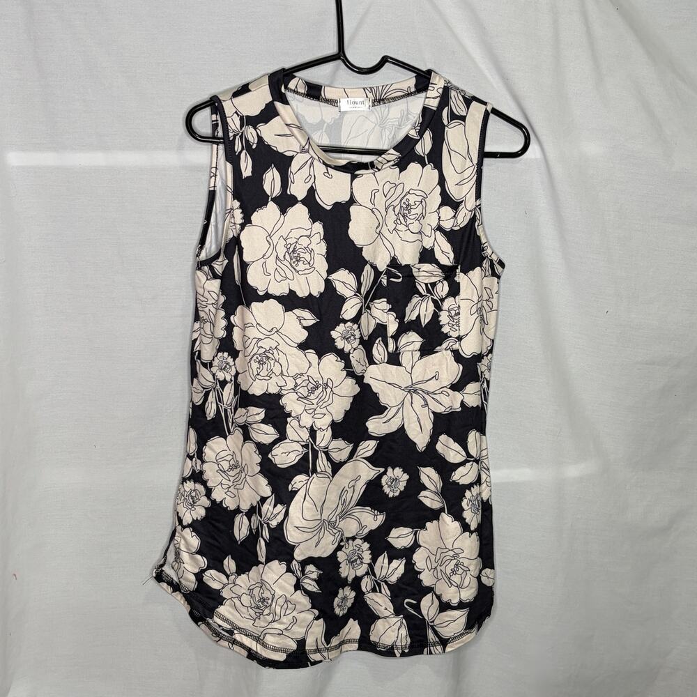 Hount Floral Sleeveless Top Womens Tank Blouse Floral Print M